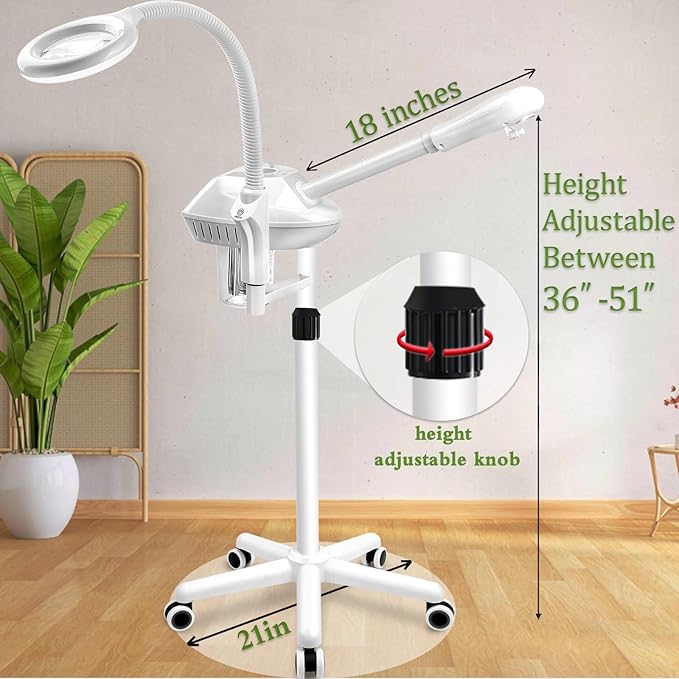 Professional Facial Steamer for Deep Hydration,2in1 Ozone Face Steamer with 5X Magnifying Lamp,Suitable for Home Use or Beauty Spa Deep Cleansing and Hydration