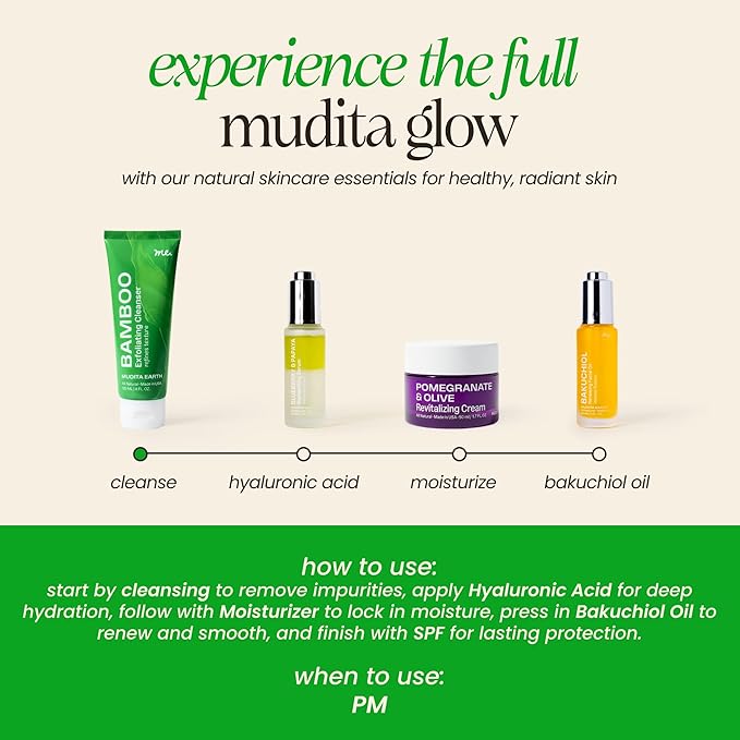 Mudita Earth Face Sculpt Set with Bakuchiol Facial Oil & Gua Sha Tool | Retinol Alternative for Firming, Lymphatic Drainage & Glow | Chia Seed & Prickly Pear | (Bakuchiol Kit)