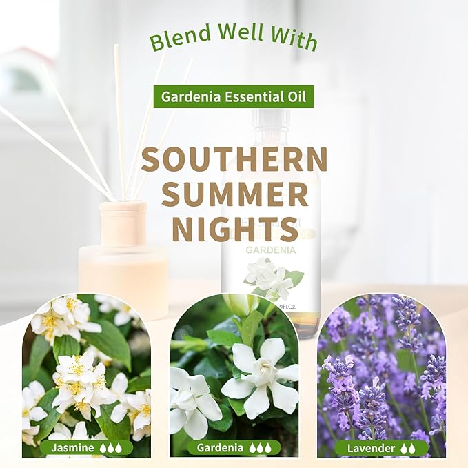EUQEE 118ml Gardenia Essential Oil, Pure & Premium Grade Aromatherapy Oil Great for Diffuser, DIY Soap, Candle Making, Skin Care, Natural Gardenia Oil Floral Aroma for Mood (4Fl. OZ)