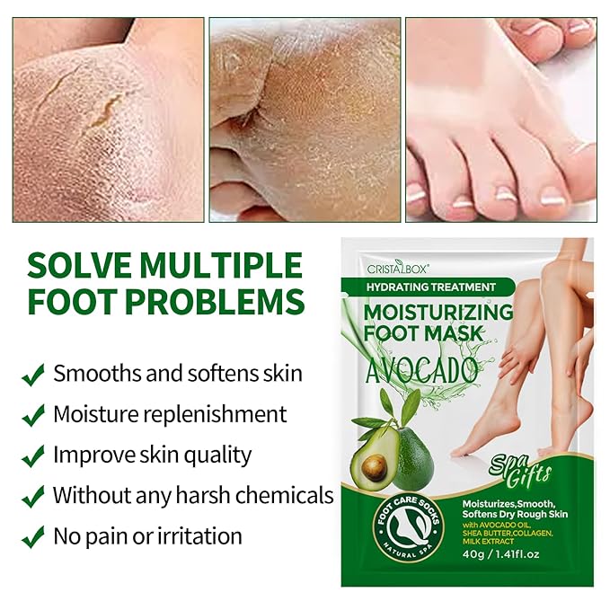 5 Pack Moisturizing Foot Mask,Hydrating Foot Masks for Dry Cracked Feet,Moisturizing Socks Dry Skin Moisturizer for Soft and Smooth Touch Feet,Foot Care Spa Gifts for Women Men Mothers Day Gifts