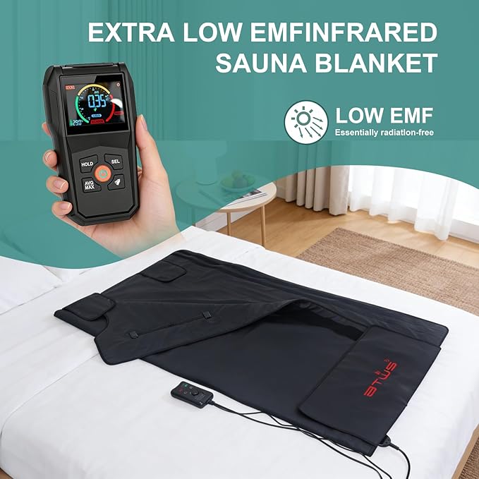 Infrared Sauna Blanket –Low EMF Safe with Support Pillow,Size 6 ft x 2.6 ft,Durable PU Leather Cover Detox & Relaxation at Home Adjustable Timer,5 Pcs Detox Bags,Gifts for Family