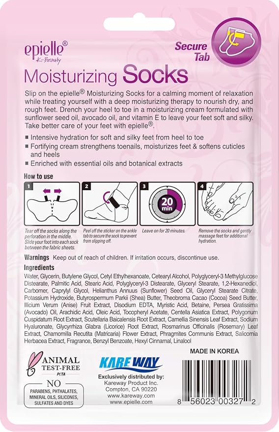 Epielle Moisturizing Foot Mask 6 Pairs, Soften with Sunflower Seed Oil & Vitamin E, Deep Moisturizing Socks for Dry, Cracked Feet, Self Care Gifts for Women, Spa Kit, Mothers Day Gifts
