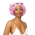 Esha Girl - Shower Cap for Extra Long Hair, Braids, Locs, Twists – Waterproof – Snug Fit Guarantees No Leaks – Easy Button Up (Pink, Long (22.3" x 9"))