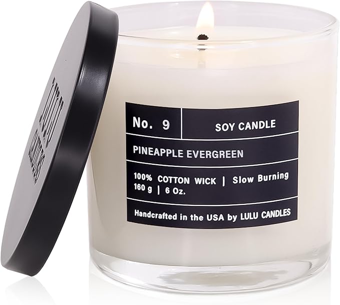 Lulu Candles | Pineapple Evergreen | Luxury Scented Soy Jar Candle | Hand Poured in The USA | Highly Scented & Long Lasting (6 Oz.)