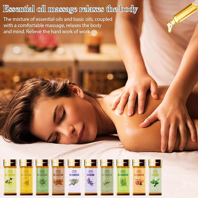 Fragrance Essential Oils Set with Gift Card,20 pcs Variety Pack Aromatherapy Oils for Diffusers for Home, Skin, Candle & Soap Making - Tea Tree, Lavender, Peppermint, Eucalyptus, Rose Gift for Friend