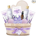Spa Gift Baskets for Women - Lavender Bath Gift Sets- 11pcs with Bubble Bath, Shower Gel, Body Lotion, Bath Bombs, Essential Oil, Mothers Day Birthday Gifts Idea
