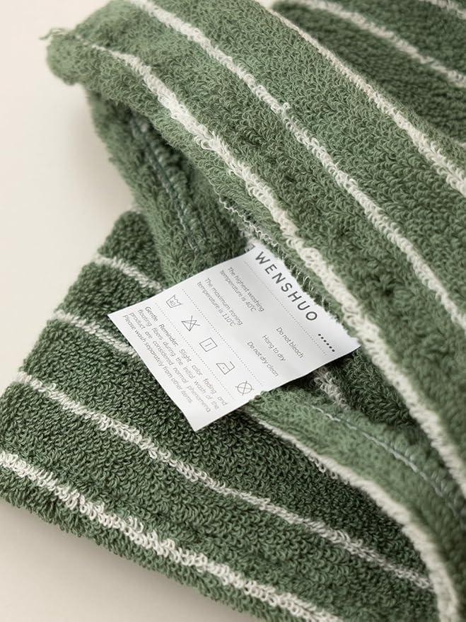 WENSHUO Frosted Pines-Striped Hair Towel Wrap-Drying Tool,100% Combed Cotton,Luxury Hair Dry Towels,Super Absorbent with Button Fasten(Pack of 1)
