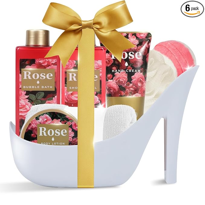 Spa Luxetique Gifts for Women High Heel Gift Set for Women 8pcs Bath Sets Romantic Rose Home Spa Kits for Wife Girlfriend Mom Grandma Mothers Day Gifts