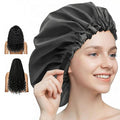 Aquior Shower Cap for Women, Extra Adjustable Shower Caps for Women Double-Layer Waterproof Reusable Hair Cap, Large Size Hair Cap for All Hair,for Girls Spa Bath,Soft and Comfortable (Back)