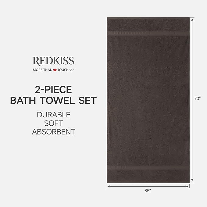 REDKISS 2 Pack 70"x35" Extra Large Bath Sheets for Bathroom - 100% Cotton Soft Fluffy Quick Dry Lightweight Towels for Tall or Curvy Adults, Full Body Coverage Shower, Pool, Yoga Travel, Brown