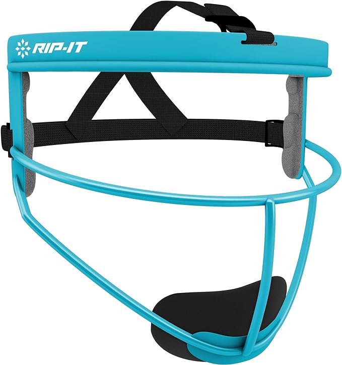 RIP-IT Original Defense Softball Face Mask, Lightweight, Protective Fielder's Softball Face Shield with Ponytail Strap & Soft Foam Padding