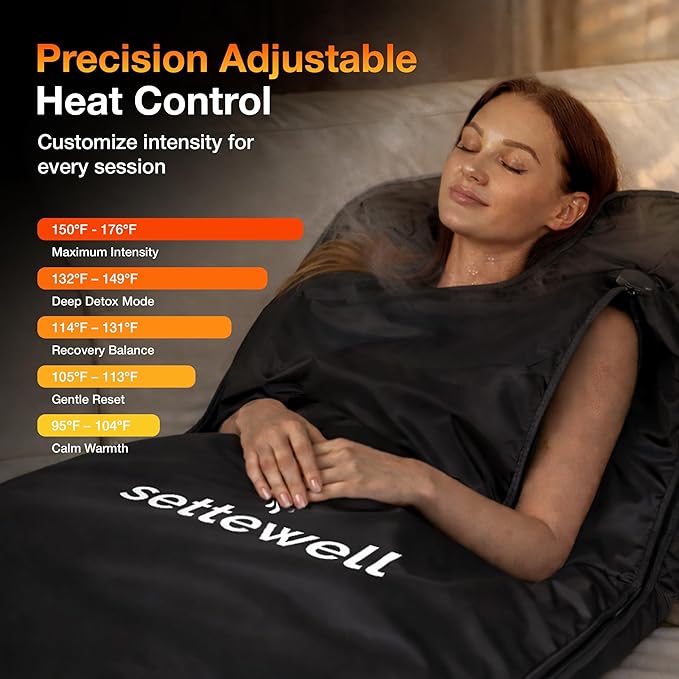 Infrared Sauna Blanket | XL Size Fits 6'5" | Low EMF Sauna Blanket for At-Home Muscle Recovery & Tension Release | Far Infrared Heat, Easy-Clean Waterproof Design, Fast Heating Temp 77–176°F