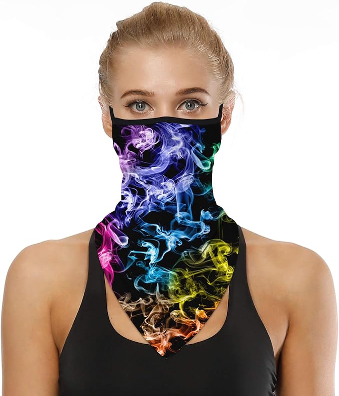 YAYOUREL Neck Gaiter Face Mask Bandanas for Men Women UV Face Scarf Cover Ear Loop Hole Facemask for Fishing Running Cycling