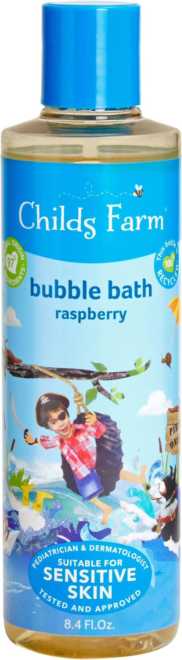 Childs Farm, Kids Bubble Bath for Dry, Sensitive Skin, Organic Raspberry, Gently Cleanses & Soothes, Vegan, Cruelty-Free, 8.4 fl oz