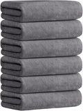 JML Bath Towels Set 6 Pack (30" x 60") - Extra Large Microfiber Bathroom Towel, Absorbent, Quick Drying for Adult, Swim, Gym, Spa, Fitness, Sports, Yoga, Grey