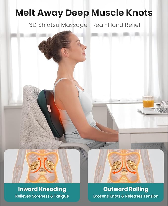 BOB AND BRAD Back Massager with Heat FSA Eligible/HSA Eligible, EZBack Corded Back Massager for Pain Relief Deep Tissue, Shiatsu Back and Neck Massage Pillow, Soothing Full-Body Relief for Women Men