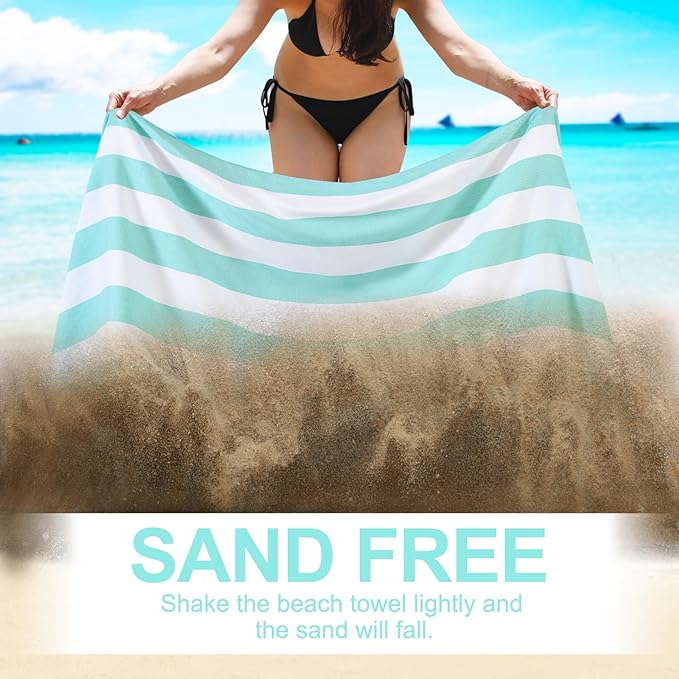 Genovega 6 Oversized Cotton Turkish Beach Bath Towel Set Bulk 74"x38" Extra Large Sand Free Quick Dry Swimming Camping Pool Clearance Towels Blanket Essentials Adult Multi Stripe