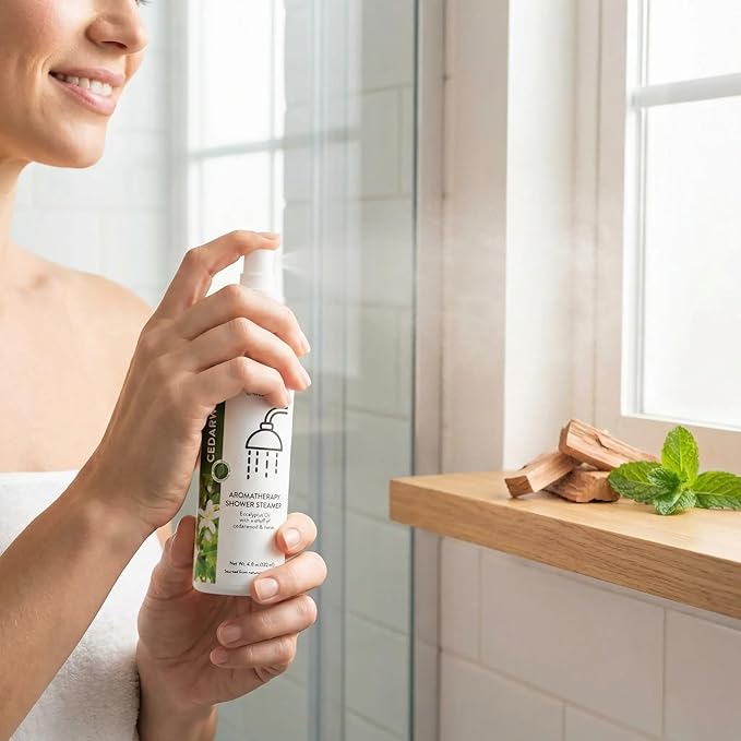 Soothing Shower Spray – 4oz Aromatherapy Shower Steamer Mist for a Spa-Like Experience – Elevates Your Shower – All-Natural Essential Oils (Cedar)