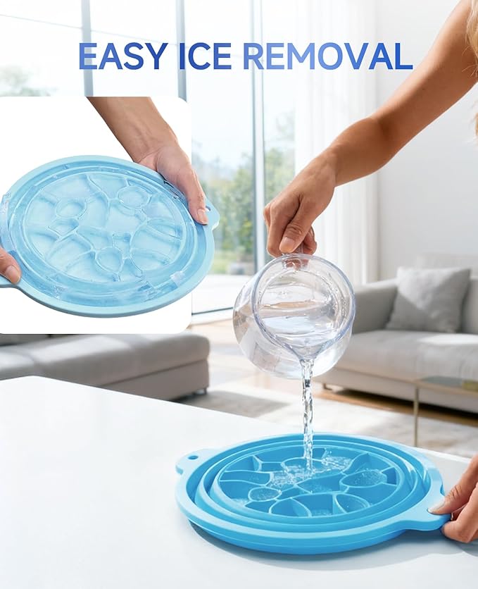 Face Ice Bath Bowl with Built-in Ice Tray, Foldable Silicone Face Bowl for Ice, Reusable Ice Facial Bowl for Puffiness Reduction, Skin Tightening, Acne Relief, Portable Spa Tool for Home, Travel