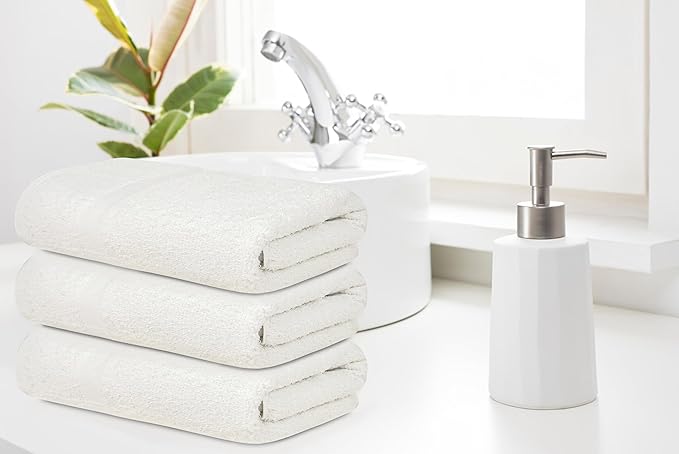 ZUPERIA White Bath Towels Bulk 24 Pack (22 x 44 Inches) - 100% Cotton Economy Light Weight Towels for Commercial Use - Quick Dry, Ultra-Soft, and Absorbent Bulk Towels