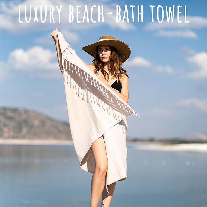 Ray Silver Turkish Beach Towel – 100% Cotton 40x71 Quick Dry Oversized Sand Free Lightweight Blanket for Travel Camping Bath Sauna Pool Gym Yoga (1pc - S-Nude)