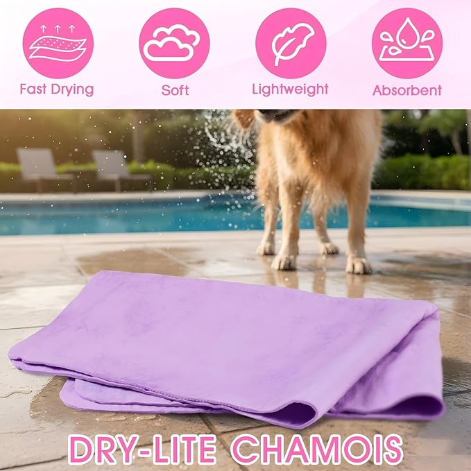 SmoothNovelty 2 Pack Swim Chamois Towel Water Absorbent Quick Dry Towel Shammy Chamois Cloth for Swimming Car Drying Diving Water Sports Beach Shower Pool Swimmer Gift