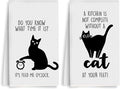 2Pcs Cat Kitchen Towels "The Secret Ingredient Is Cat Hair" Design Farmhouse Dishwashing Hand Tea Towel Kitchen Drying Dish Towel for Restaurant Table, Housewarming Gift