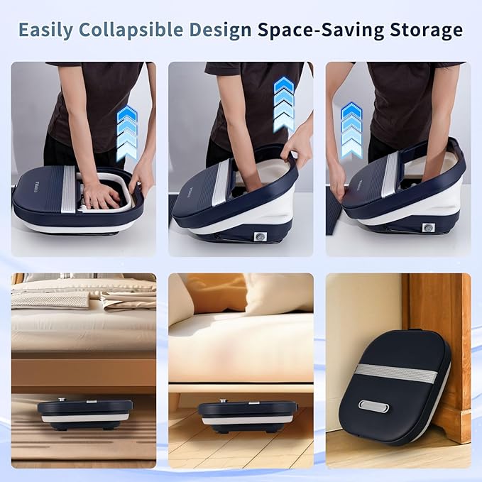 UNIFULL Collapsible Foot Bath Spa with Heat, Remote Control, Massage Rollers, Bubble, Foot Pedicure Kit, Red Light, Pedicure Foot Spa, Foot Bath for Gifts