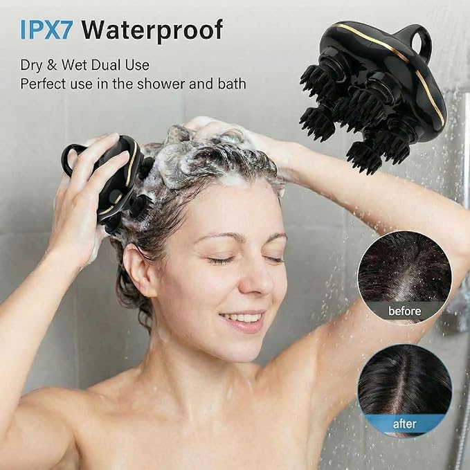 Electric Scalp Massager, Head Scratcher Mimics Four-Finger Kneading Massage,Rechargeable&Waterproof,Pets Massager