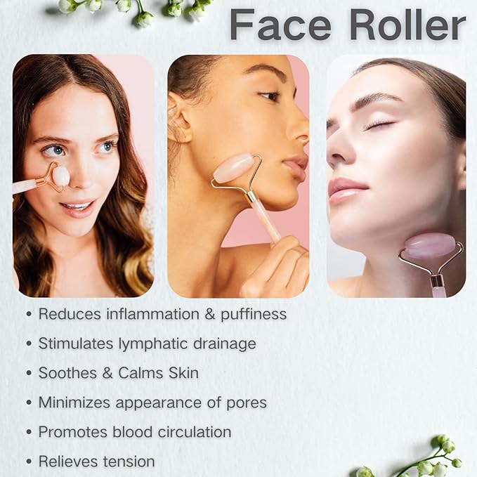 Mothers Day Skincare Tool Gifts Set for Her, Women, Daughter, Mom, Teen Girls - Gua Sha & Jade Roller, ice roller for face, Self Care Gifts Set, Eye Mask, with Greeting Card, Girlfriend Birthday Gift