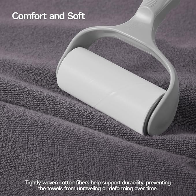 ecolook Bath Towels Set of 4,100% Cotton,27 x 55 Inches,Quick-Drying & Absorbent,Soft,Lightweight Towels for Bathroom,Shower,Spa, Gym & Hotel,Gray Purple