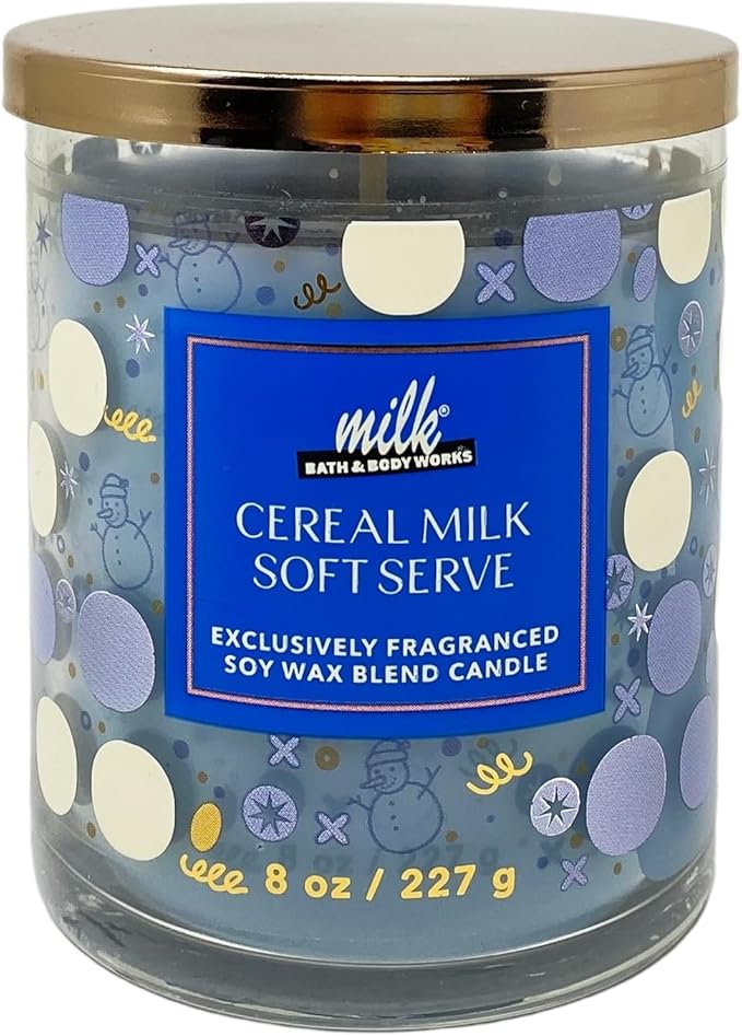 Bath & Body Works Cereal Milk Soft Serve 2 Single Wick Candles Bundle with a Natural Oats Sample Soap