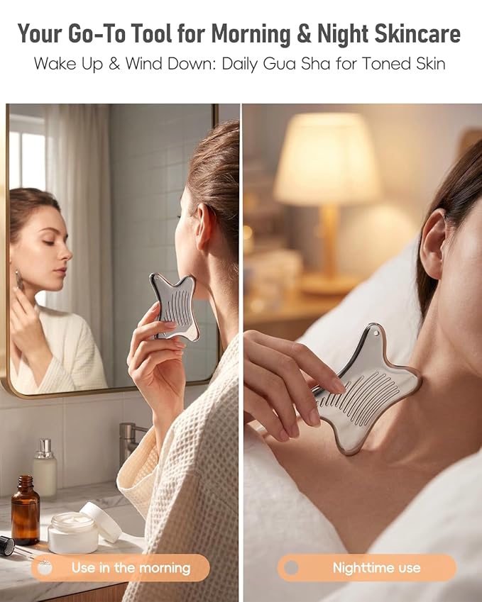 Non-Slip Grip Stainless Steel Gua Sha Facial Tools, 2026 Updated X-shaped Guasha Massage Tool, Cooling Metal Face Massager Scraper for Face Jawline, Cheeks & Chin, Gifts for Women Moms(Silver)