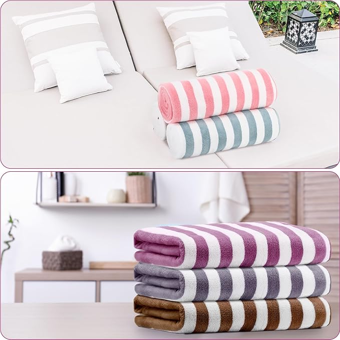 SmoothNovelty 18 Pack Microfiber Bath Towels Bulk 27'' x 60'' Oversized Size Bath Towel Highly Absorbent Extra Large Soft Drying for Beach Shower Summer Salon Sport Gym Party (Stripes,Multicolor)