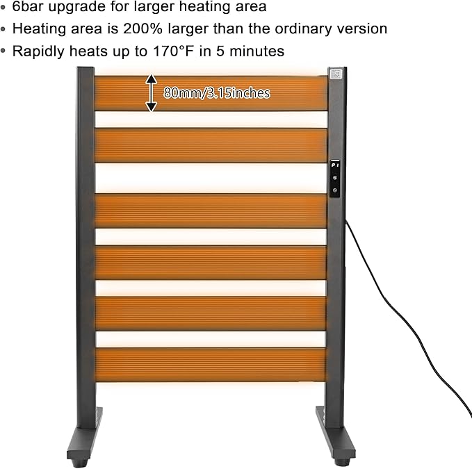 Heated Towel Racks for Bathroom, Towel Warmer Rack, 6-Bar, Upgraded Extra-Wide Heating Area, Built-in Timer and Temperature Adjustment, Large Free-Standing Heated Towel Rack，Matte Black