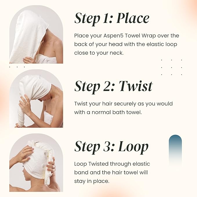 Huge Cotton Hair Towel Wrap for Women (Coral White)