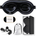 100% Mulberry Silk Sleep Mask as Your Ultimate Silk Eye Mask for Sleeping | Adjuster-Free 3D Contour for Petite Heads (21-23") | Zero Pressure Design | Yueerbao (Black)