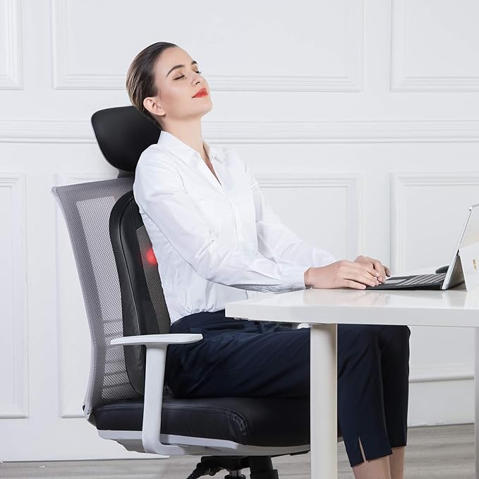 Snailax Cordless Shiatsu Back Massager with Heat Portable Kneading Massage Cushion Massage Chair Pad for Home Office use