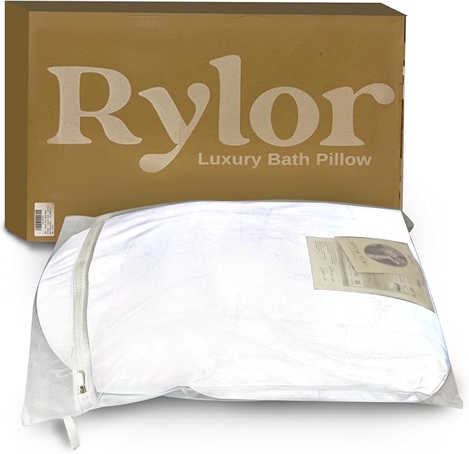 Rylor Full Body Bath Pillow – Luxury Cushion for Bathtub | Extra Large & Thick | Premium Packaging - Head, Neck, Shoulder & Back Support – Quick-Dry, Mold Resistant – for Women & Men (White)