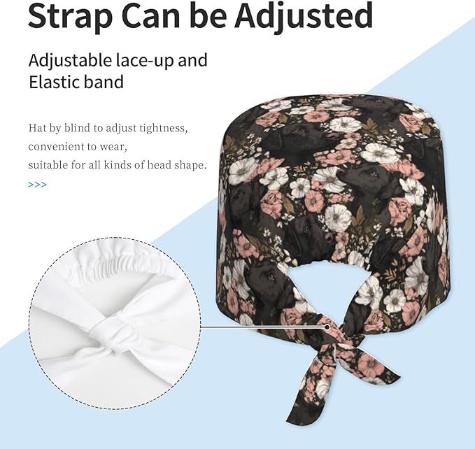 Alligator Ice Cream Working Cap, Scrub Cap with Sweatband, Adjustable Tie Back Hat Breathable Headgear for Women/Men