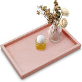 Real Natural Marble Tray for Bathroom, Vanity, Kitchen and Desktop, Rectangle Genuine Marble Stone Tray for Jewelry, Cosmetics, Candles, Lotion, Perfume (Pink, 12" x 8" x 1.2")