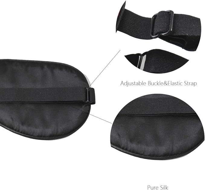 100% Natural Silk Sleep Eye Mask Kids, Cute Night Sleeping Mask with Adjustable Elastic Strap for Newborn (Baby Blue Small)