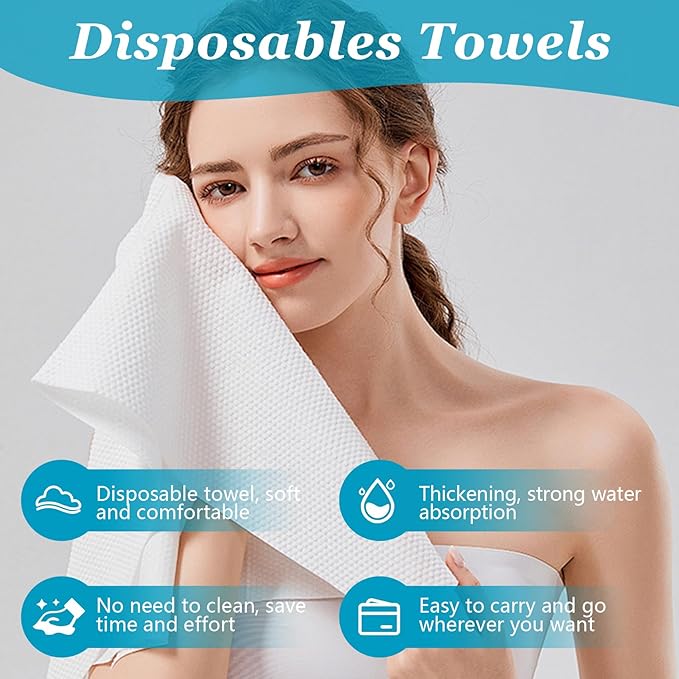 Premium Disposable Towel, 100 PCS Ultra Soft, Quick Dry Disposable Hair Towels Spa Salon Towel, Portable Body Towels Disposable for Massage Beauty Hotel Camping Travel Gym 28 x 12 inch