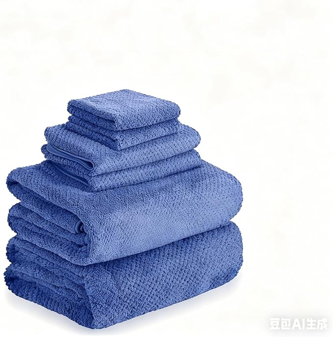 MaopaoBeauty Bath Towels Set for Home Bathroom (Blue)