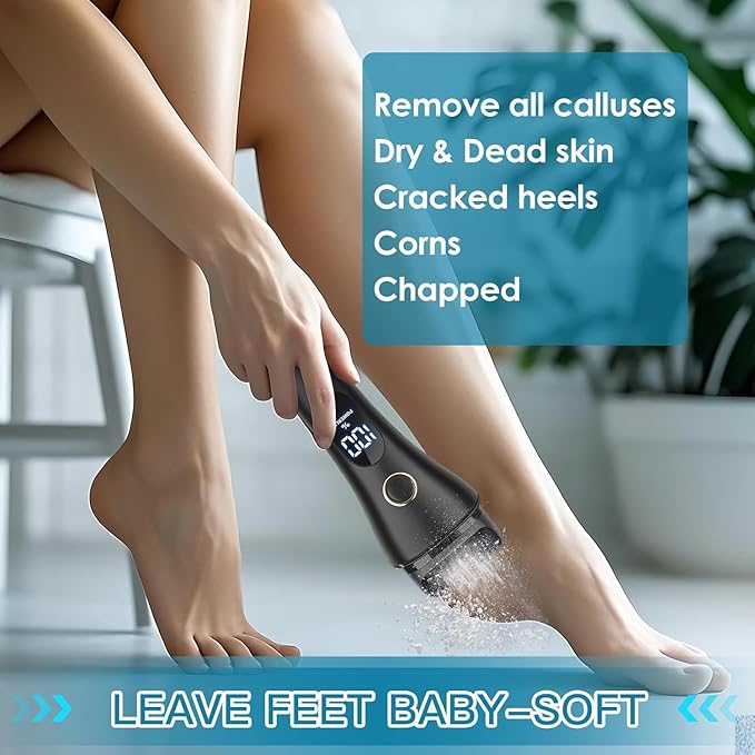 2 Pack Electric Foot File Callus Remover for Feet - Larger Grinding Head&3Speed, Pedicure Kit Foot Scrubber Dead Skin Callus Remover, Foot Care Kit Pedicure Tools for Callus Hardskin Dry Cracks