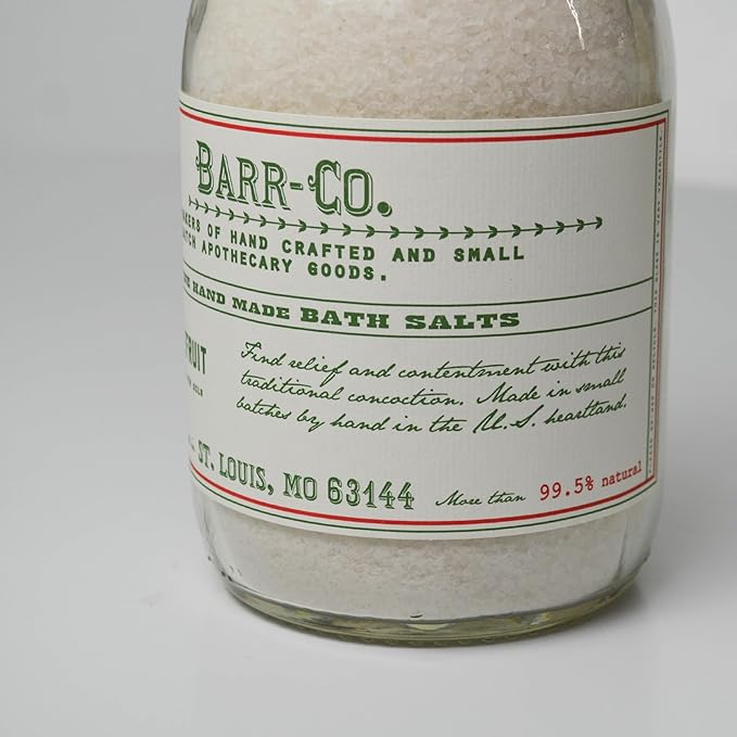 Barr-Co. Fir & Grapefruit Fine Hand Made Bath Salts, Woody & Citrus Bathing Salt, Relaxing Bath Products for Women & Men, 32 oz