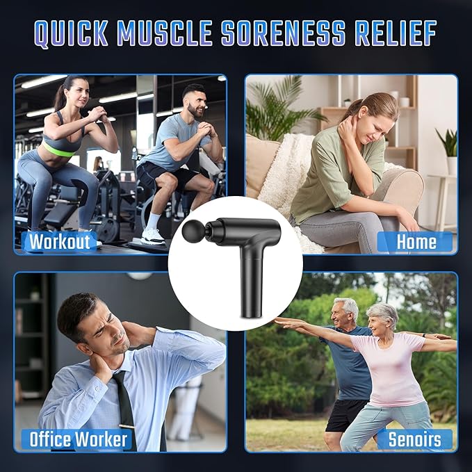 cotsoco Massage Gun Deep Tissue, Muscle Massage Gun with 9 Attachment Heads 20 Speeds & Silent Brushless Motor for Pain Relief, Handheld Percussion Back Massager Gun, Mothers Day Gifts for Mom(Black)