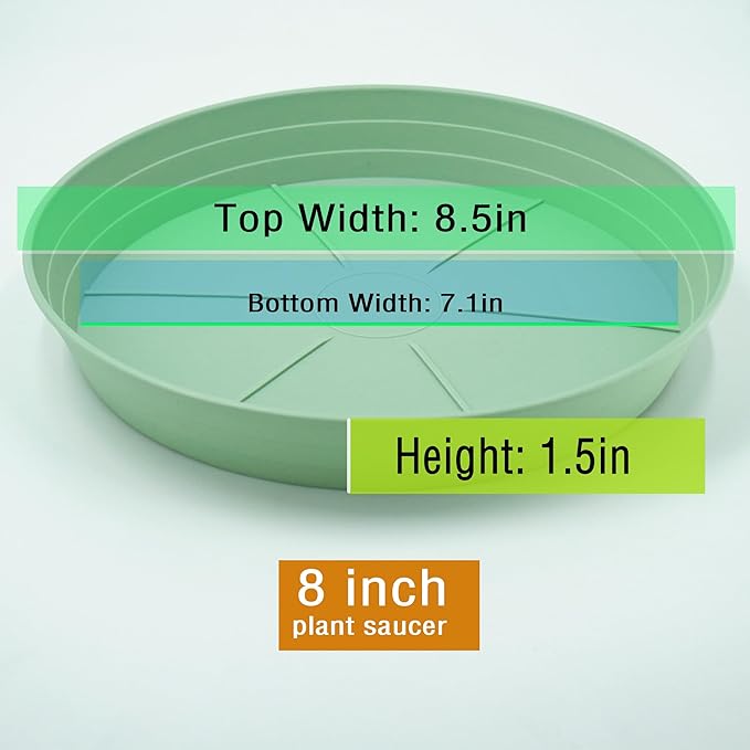 LWALRS Plant Saucer 8 Inch 4 Pack 6 8 10 12 14 16 18 20 25, Plastic Plant Trays for Pots，Extra-Deep Plant Water Dray Tray, Bird Bath Bowl, Heavy Flower Plant Saucers Indoors and Outdoor No Holes