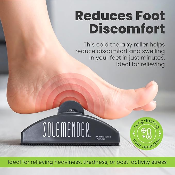 Foot Massager Roller for Plantar Fasciitis Relief - Freezable Cold Therapy Roller to Soothe Foot Pain & Sore Arches or Heels - Cooling Massager for Neuropathy & Inflammation