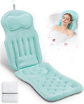 Full Body Bath Pillow for Bathtub, 5D Thick Tub Pillow for Bathtub with 192 Non-Slip Suction Cups, Laundry Bag & Hook, Bathtub Pillow for Head, Neck & Back Support (Green, 51"*15")